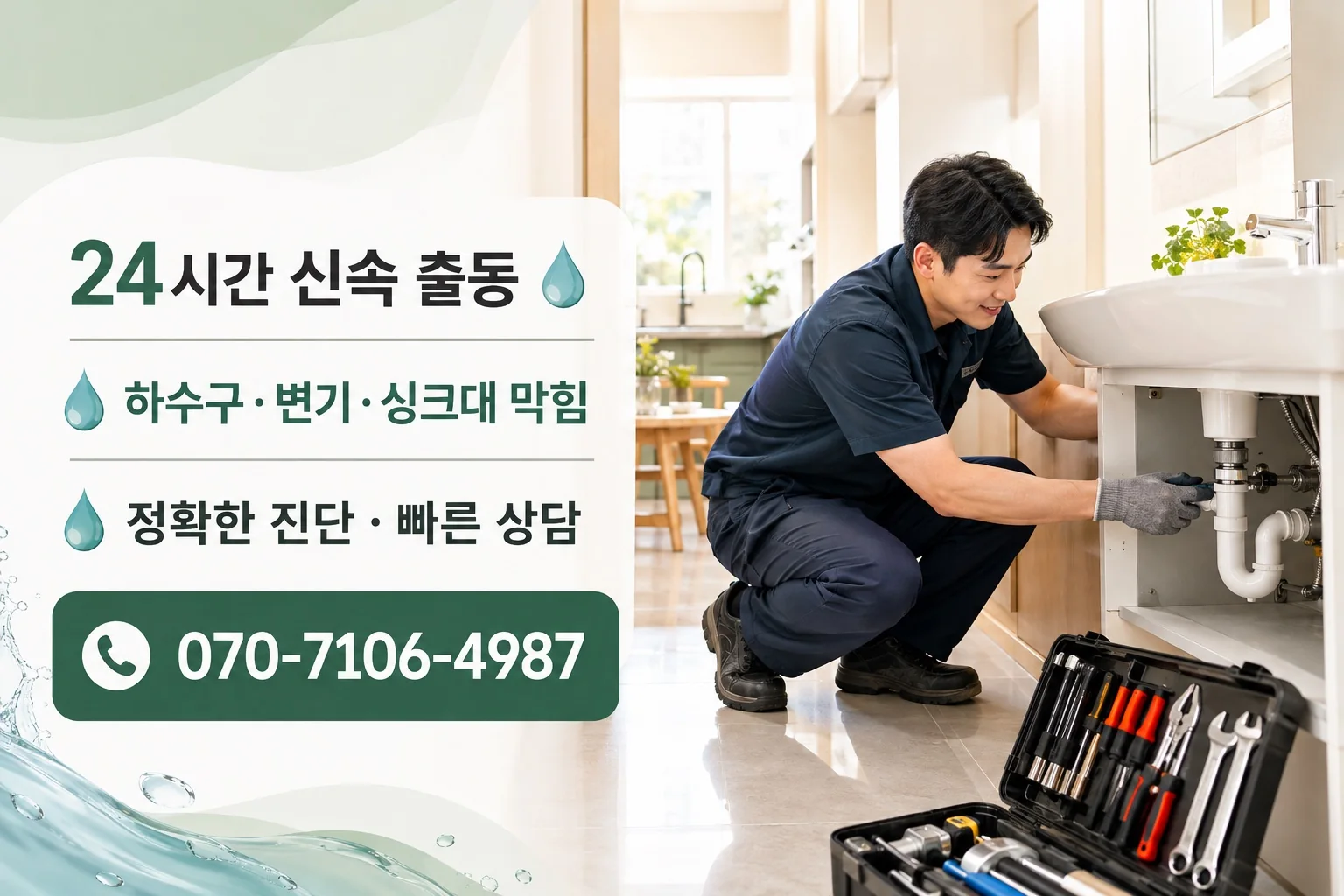 정성배관 주거 싱크대 배관 점검 서비스 안내